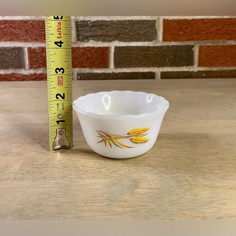 Lot of 3 Vintage‎ Anchor Hocking Fire King Wheat Pattern Milk Glass Dessert Cups